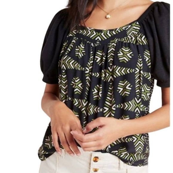 Anthropologie Maeve Catania Geometric Print Top New With Tag Size Small - Picture 1 of 13